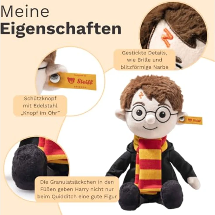 Steiff Kuscheltier Harry Potter, Plüschtier 28 cm, Mehrfarbig, handgefertigt, für Jungen, Mädchen & Babys ab 0 Monaten – Bild 3