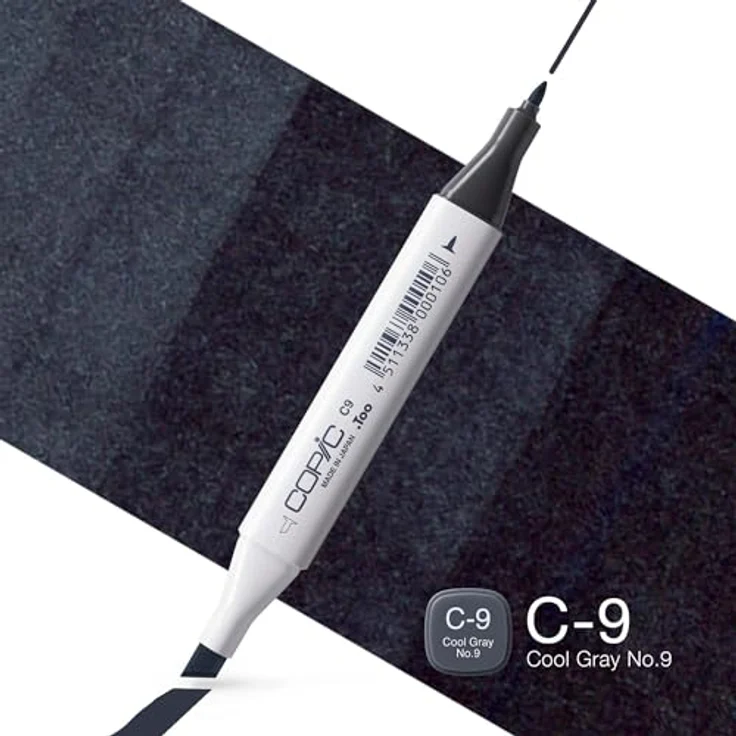 Copic Classic Marker Typ C - 9, cool gray No. 9, professioneller Layoutmarker mit dualem Spitzensystem – Bild 2