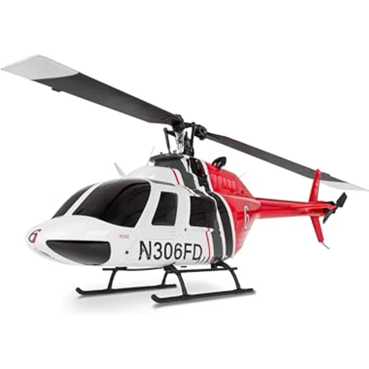 Amewi Bell 206 PRO brushless CP-Helikopter 6-Kanal 6G RTF RC ferngesteuert, Weiß/Rot - Realistischer Nachbau mit LED-Scheinwerfer, stabilisiert durch Sechs-Achs-Gyroskop
