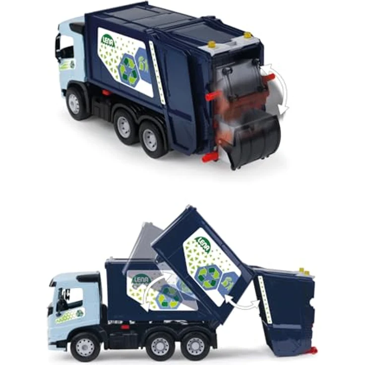 Lena® WORXX Müllwagen Volvo FMX, 52 cm Spielzeug-LKW mit Hebemechanismus, Mülltonne, 3-Achser mit Stahlachsen, TÜV Zertifiziert, ab 3 Jahren, Indoor & Outdoor, Made in Europe – Bild 3