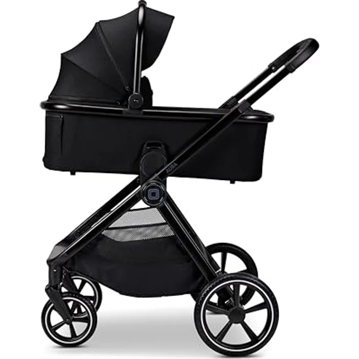 MOON Kombikinderwagen Aura 2 in 1, komfortabel & flexibel, onyx/melange mit Wickeltasche und Regenverdeck – Bild 1