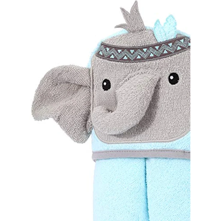 Be Mammy Kapuzenhandtuch Babyhandtuch aus Baumwolle 95cm x 95cm BE20-272-BBL (Blau - Elefant) – Bild 6