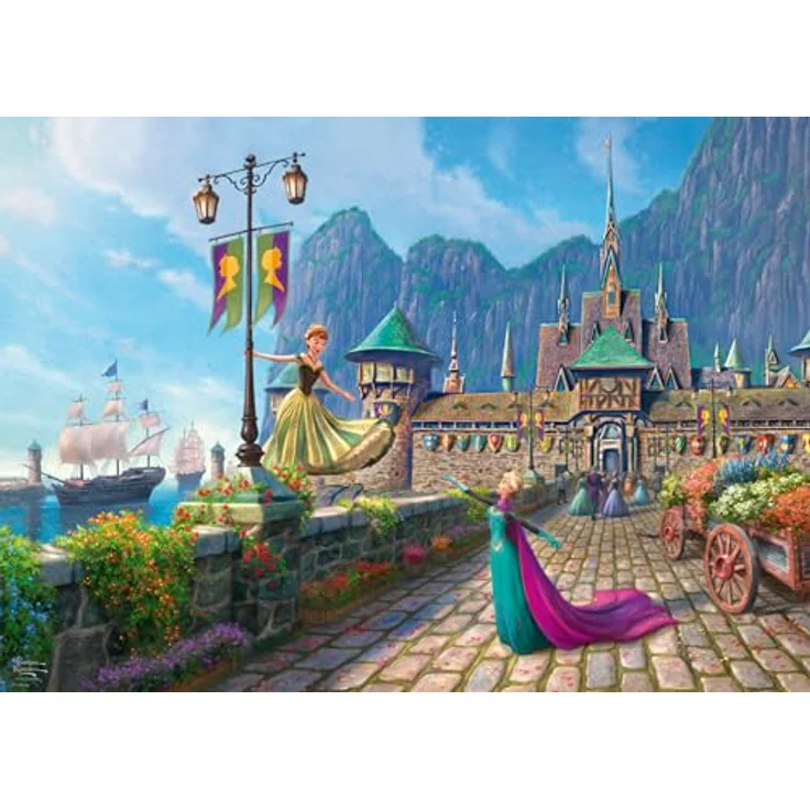 Schmidt Spiele 58042 Thomas Kinkade, Disney, Frozen, Celebrating in Arendelle, 1000 Teile Puzzle, Mehrfarbig - Premium-Puzzle mit 1000 Teilen, Puzzlemaße: 69,3 x 49,3 cm, empfohlen ab 12 Jahren – Bild 4