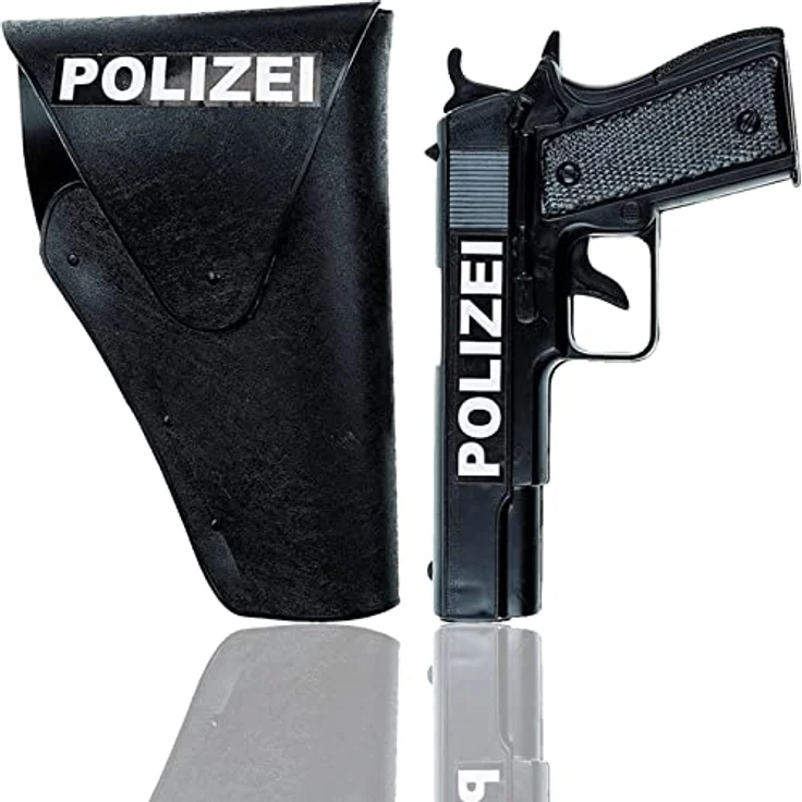 Idena Polizei Set 8040007, Spielzeugpistole, Halfter, Handschellen, Kostümzubehör für Karneval und Mottopartys – Bild 3