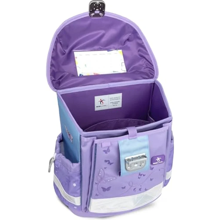 Belmil Classy Schulranzen Set 4-teilig (403-13/AG/S), ergonomisch, wasserdicht, Gewicht 930-990 g, Purple Blue Butterfly – Bild 4