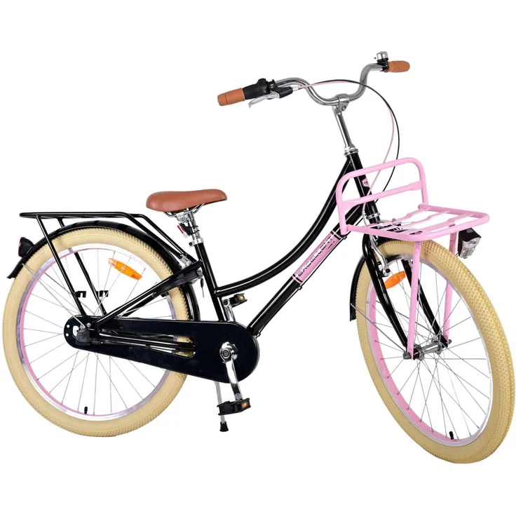 Volare Kinderfahrrad Excellent 24 Zoll für Mädchen, Schwarz, mit STVO-geprüfter Beleuchtung und Rücktrittbremse