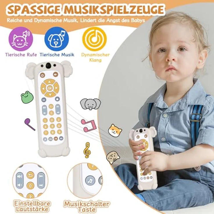 Orzbow Baby Spielzeug 6 Monate +, Einstellbare Lautstärke, Montessori Musikspielzeug mit Mehrstufigen Knöpfen, Elegantes Weiß – Bild 3