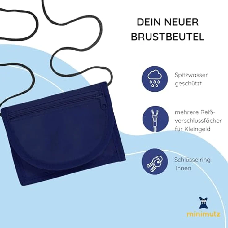 minimutz Kinder Geldbeutel Navy, Geldbörse zum Umhängen mit Sichtfenster für Busausweis, Portemonnaie für Schulanfang  – Bild 2