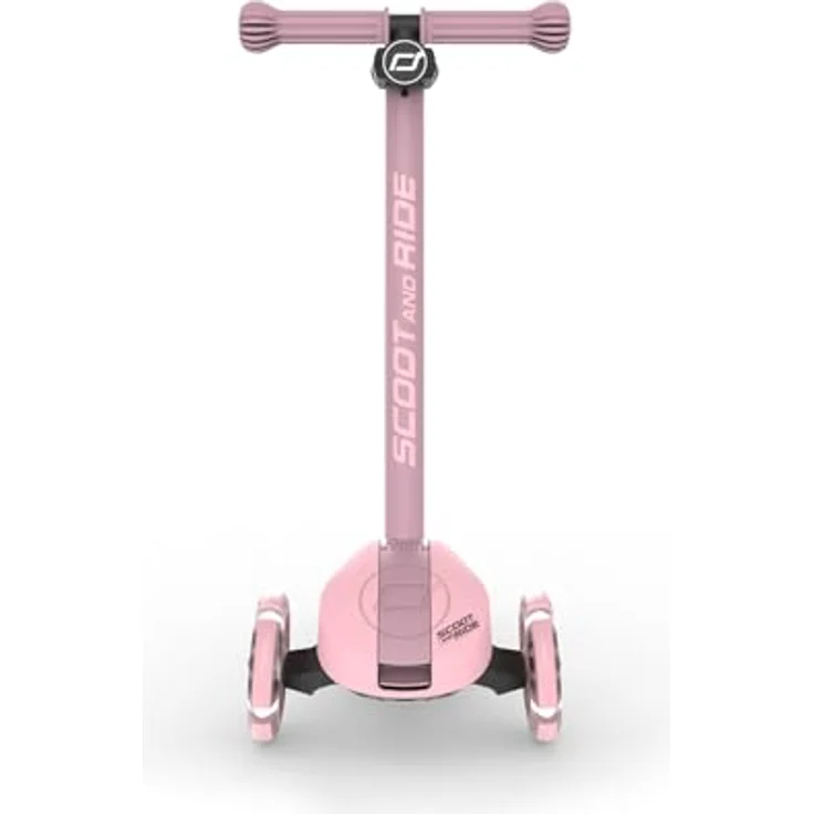 Scoot & Ride Highwaykick 3S Kinderroller, höhenverstellbar, 2-fach Lenkung, LED-Räder, zusammenklappbar, für Kinder 96-130 cm, Rose – Bild 2