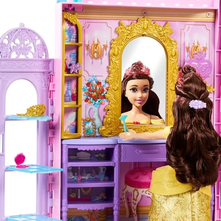 Mattel® Puppenkleiderschrank Disney Princess - Bereit für den Ball, mit 2 Kleidungsstücken, 25 Zubehörteilen und Frisiertisch, erweiterbar auf 60 cm – Bild 5