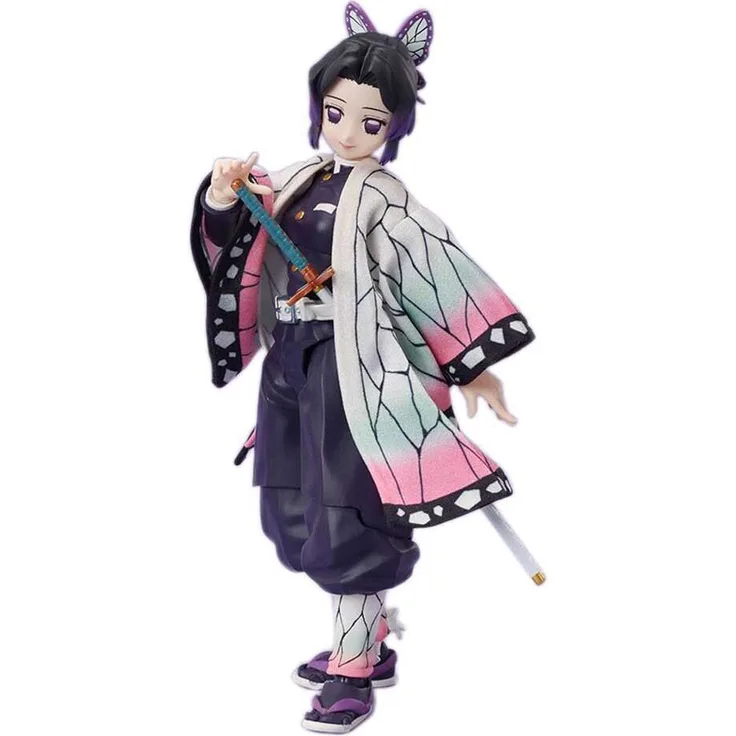 Aniplex Buzzmod Demon Slayer Kimetsu No Yaiba Shinobu Kocho Figur, 14 cm, mehrfarbig, detailreiche Actionfigur in Fensterbox