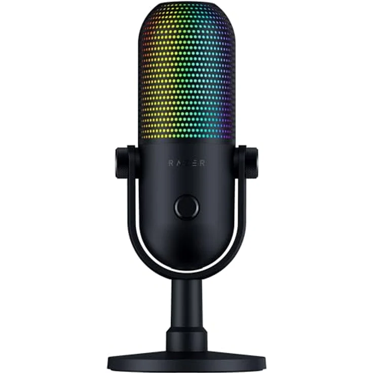 Razer Seiren V3 Chroma - RGB-USB-Mikrofon mit Tap-to-Mute (Reaktive Beleuchtung, Supernieren-Kondensator-Mikrofon, Digitaler Verstärkungsbegrenzer und integrierter Schockdämpfer) Schwarz – Bild 1