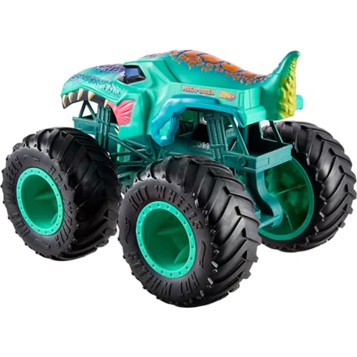 Hot Wheels Monster Trucks Mega Wrex OS 1:15, Spielzeugauto mit riesigen Rädern für Crash-Abenteuer, multicolor – Bild 5