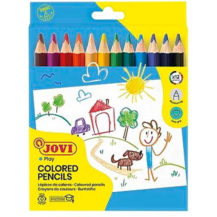 Jovi Maxi Buntstifte, 3-kant Form, ab 3 Jahren, bruchsicher, 12 Farben in einer Schachtel