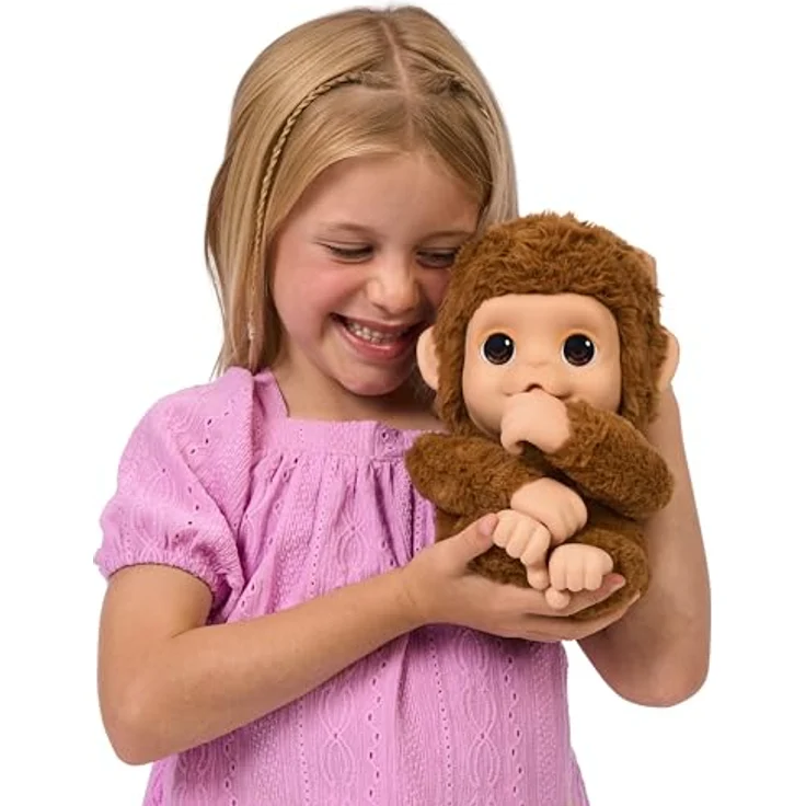 LITTLE LIVE PETS Lil’ Baby Monkey, interaktives Spielzeug mit über 40 Geräuschen, braun – Bild 8
