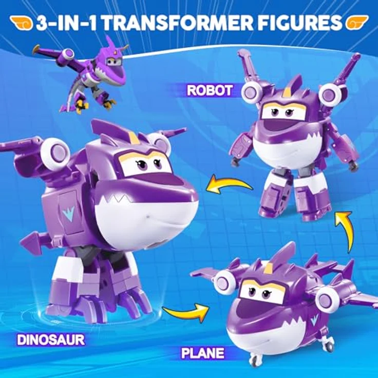 Super Wings Transformable Spielzeug Sally, 2 in 1 Action Figur, 12,7 cm Pterosaurier-Flugzeug-Roboter, für Jungen und Mädchen ab 3 Jahren – Bild 2