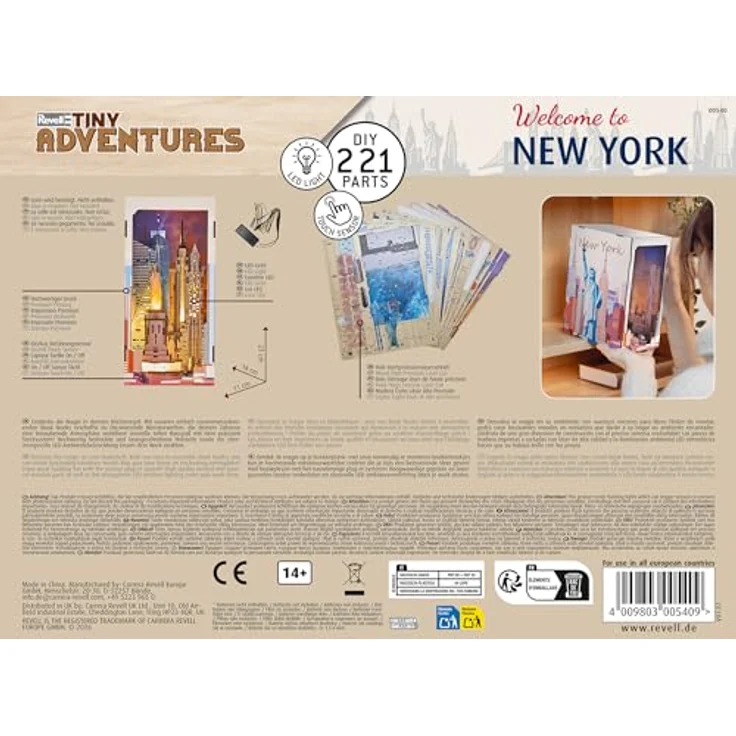 Revell Tiny Adventures Book Nook Mini-Diorama New York, LED-beleuchtet, 18 cm, hochwertiges Holz, einfach zu montieren – Bild 8