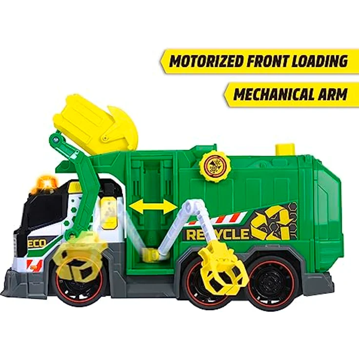 Dickie Toys - Spielzeug-Müllauto mit vielen Funktionen (39 cm) - großes Spielzeugauto für Kinder ab 3 Jahre mit motorisierter Hebefunktion, Greifarm, Mülltonne, Licht & Sound u.v.m. – Bild 3