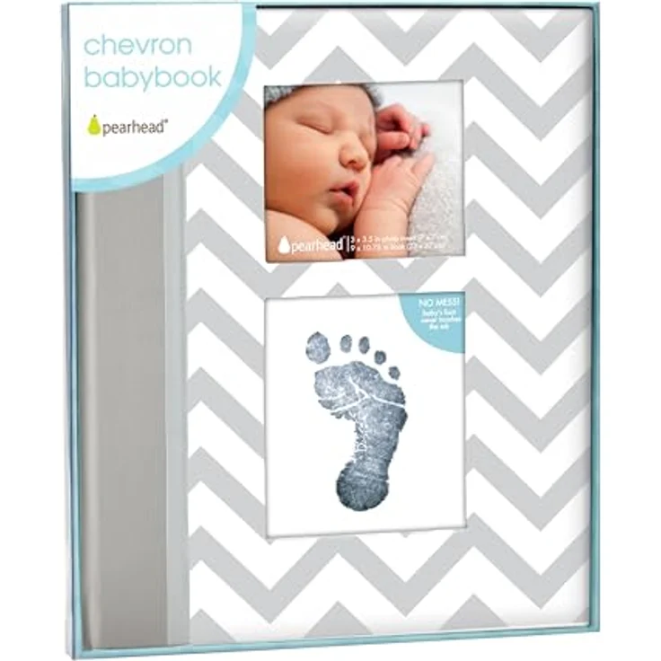 Pearhead P62200 Chevron Babybuch mit Clean Touch Stempelkissen, grau (Texte auf Englisch) – Bild 13