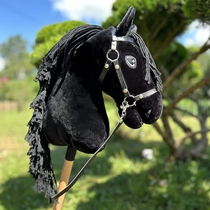 Hobby Horse Land Black Star A3, Steckenpferd mit Trense und Set, Schwarz, langlebige Materialien für aktives Spielen – Bild 4