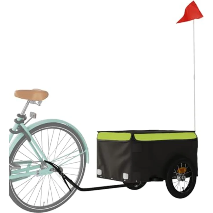 vidaXL Fahrradlastenanhänger Fahrradanhänger Schwarz und Grün 30 kg Eisen - Robuster Lastenanhänger für Fahrradtransport – Bild 4