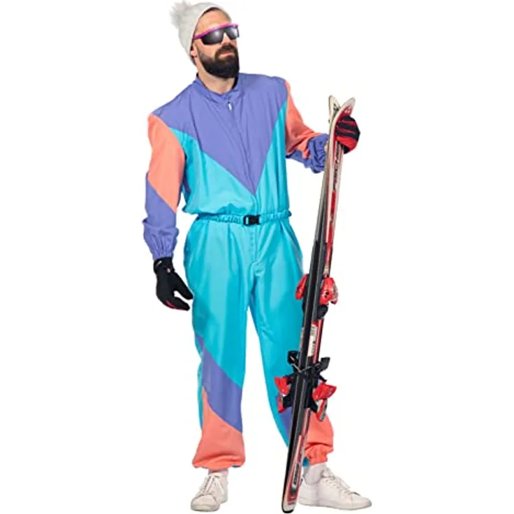 Wilbers Vintage Ski Overall (58), Retro Ski Dress für Themenpartys und Aprés-Ski-Events, 100% Polyester, bunte Farben