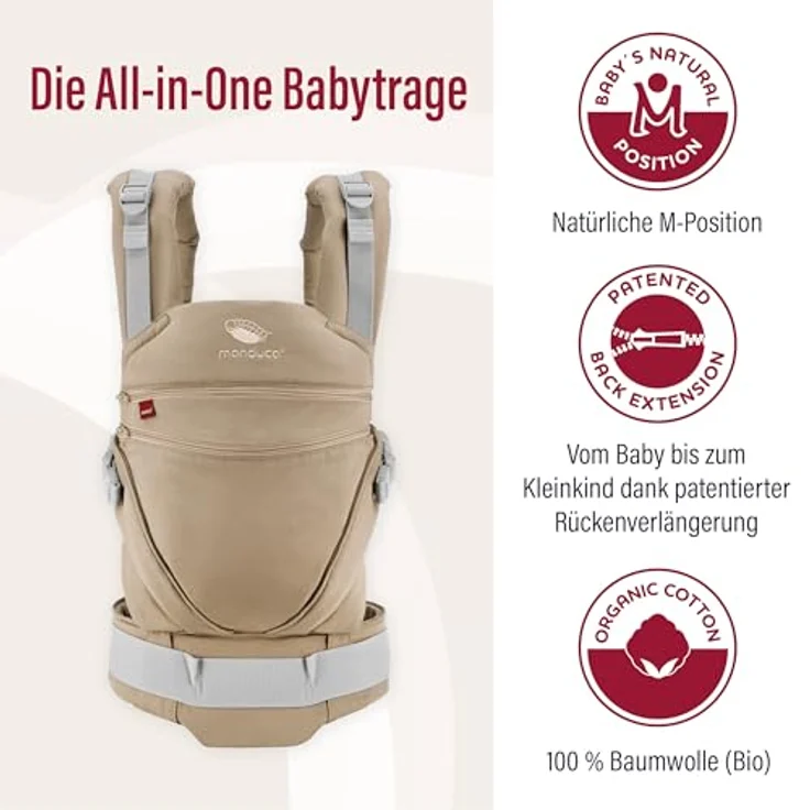 Manduca XT, Babytrage für 3,5 bis 20 kg mit M-Position, 3 Tragepositionen, aus 100% Bio-Baumwolle, mehrere Farben erhältlich – Bild 2