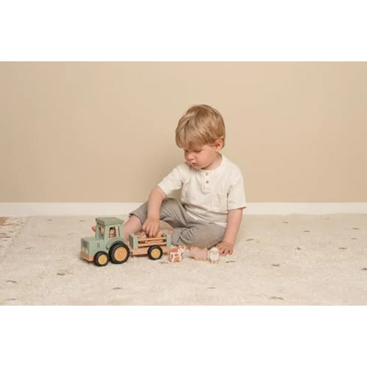 Little Dutch 7149 FSC Holz Traktor mit Anhänger grün - Little Farm - Preisvergleich – Bild 4