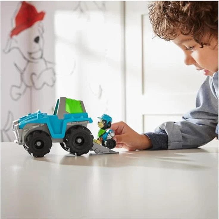 Spin Master Paw Patrol Sust. Basic Vehicle Rex, Spielzeug-Auto aus recyceltem Material mit Rex-Figur, ca. 7 cm – Bild 3