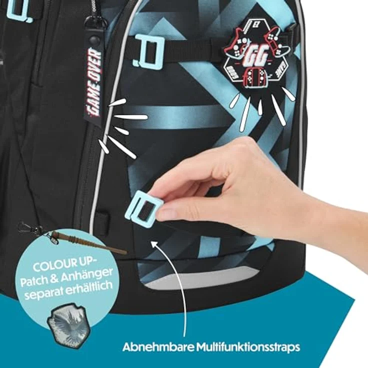 coocazoo Schulrucksack MATE, Laser Lights, ergonomisch mit Easy-Grow-System, 30 Liter Volumen, individuell gestaltbar – Bild 7