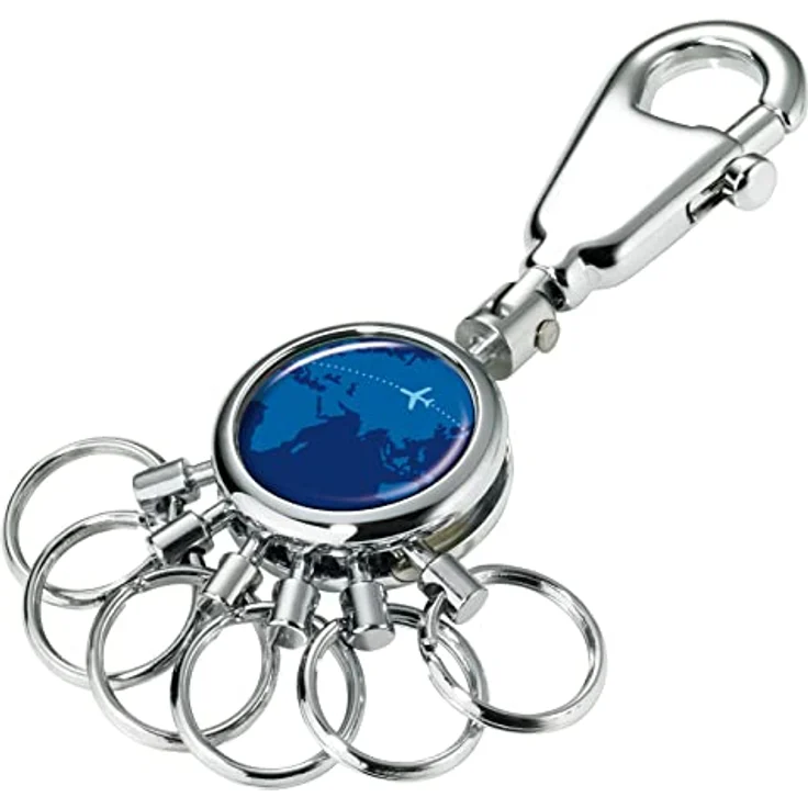 Troika Schlüsselhalter – Schlüsselanhänger mit Karabinerhaken, 6 ausklinkbare Ringe zur Schlüsselorganisation, verschiedene Designs erhältlich, das Original von Troika (Around The World) – Bild 1
