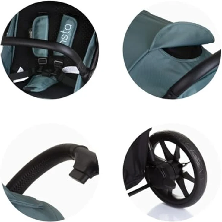 Chipolino Buggy Insta, klappbar, 3-fach verstellbare Rückenlehne, 5-Punkt-Sicherheitsgurt, Fußabdeckung, kostenloser Korb, Aluminiumrahmen, Federung, ab Geburt bis 4 Jahre, grau – Bild 5
