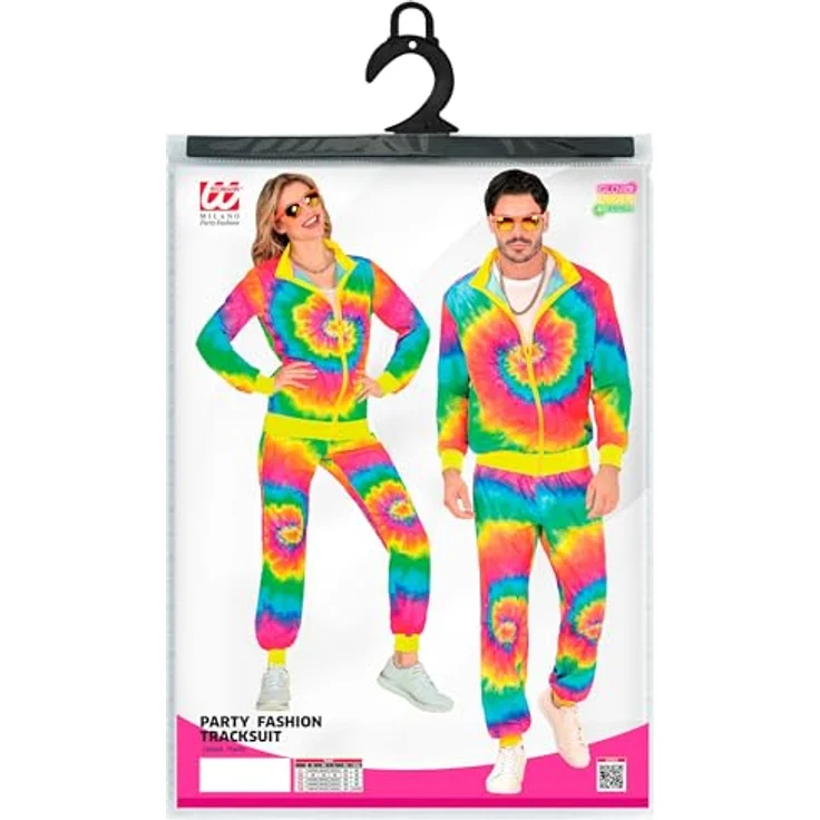 Widmann Psychedelic Hippie Trainingsanzug Unisex, Jacke und Hose in bunten Farben, Größe L – Bild 5
