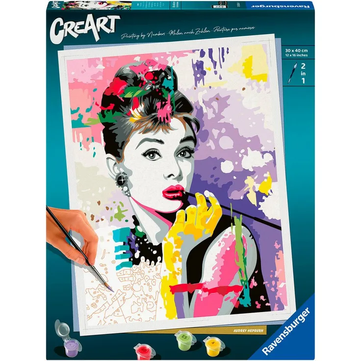 Ravensburger Malen nach Zahlen CreArt, Audrey Hepburn, für Erwachsene, Acrylfarben, Made in Europe