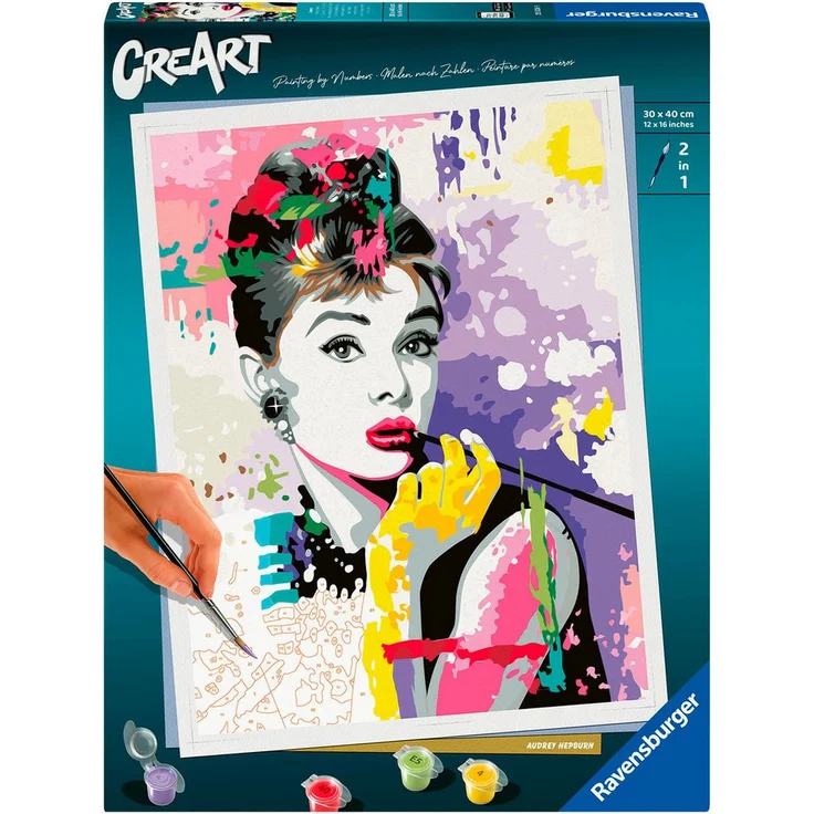 Ravensburger Malen nach Zahlen CreArt, Audrey Hepburn, für Erwachsene, Acrylfarben, Made in Europe – Bild 1