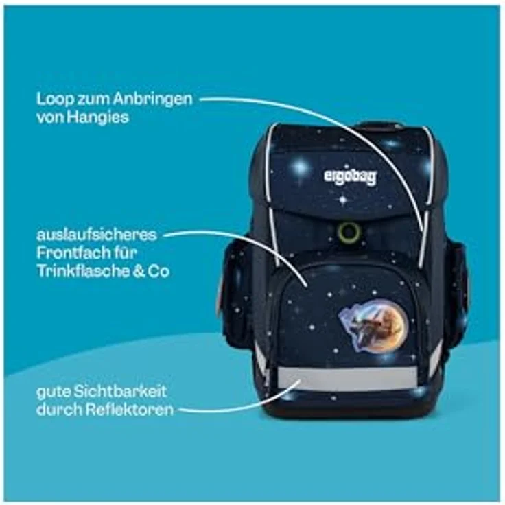 ergobag cubo light Set ergonomischer Schulrucksack, extra leicht, Set 5-teilig, 780 g, nachhaltig recycelte PET-Flaschen, blau – Bild 3