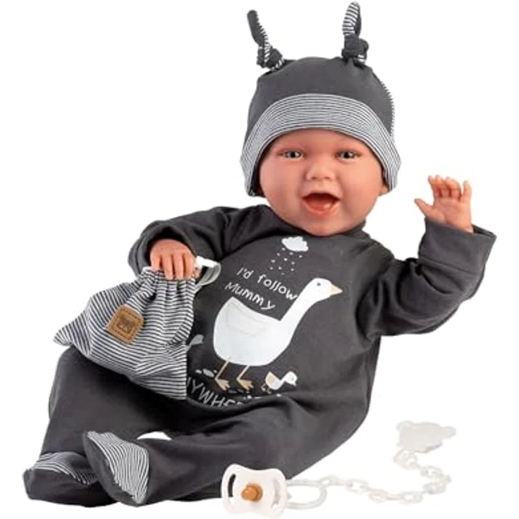Llorens Babypuppe Mimi Gänsefamilie, 42cm, Made in Europe, mit blauen Augen und weichem Körper – Bild 3