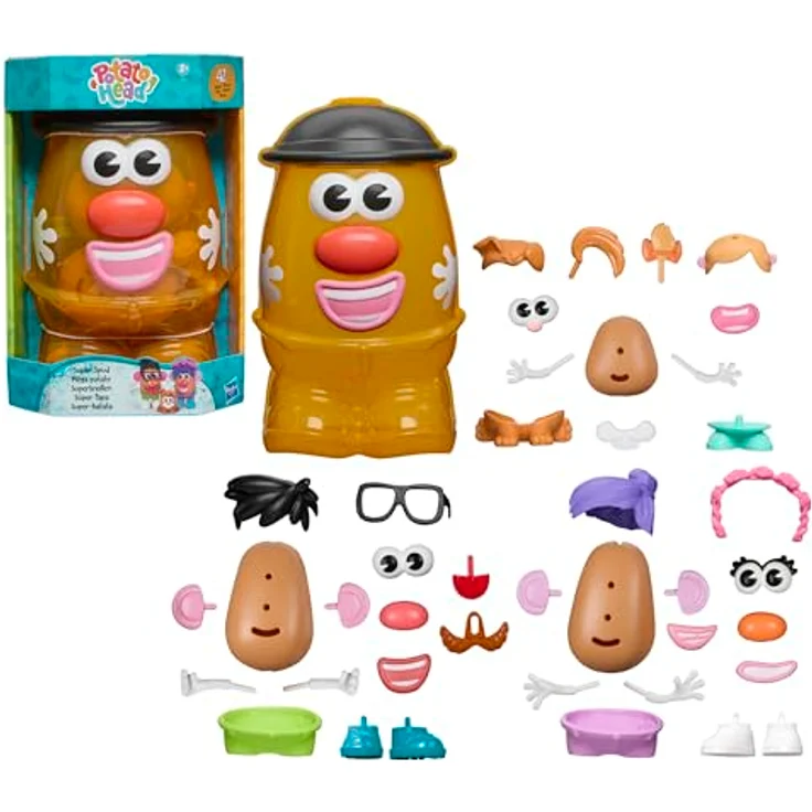 Hasbro Potato Head Superknollen Spielset, Bausatz mit 2 großen und 1 kleinen Kartoffelkörper sowie 38 Zubehörteilen für kreatives Spielen, ab 2 Jahren – Bild 1