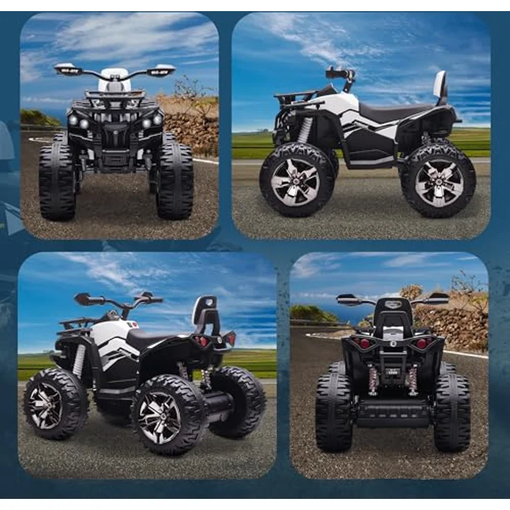 HOMCOM Elektro-Quad Kinderquad mit Scheinwerfer, 12V Motor, USB-Anschluss, geeignet für Kinder von 3-5 Jahren, weiß – Bild 9