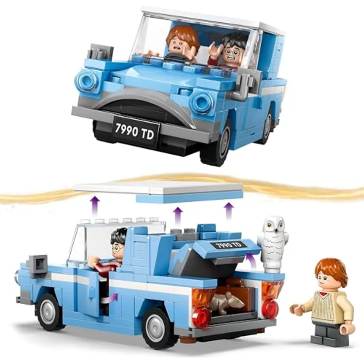 LEGO Harry Potter Fliegender Ford Anglia, baubares Spielzeug-Auto für Kinder, Geschenk für Jungs, Mädchen und alle Fans ab 7 Jahren, Set mit 2 Mini-Figuren inkl. Ron Weasley für Rollenspiele 76424, 4 LEGO Harry Potter Figuren enthalten - Preisvergleich – Bild 4