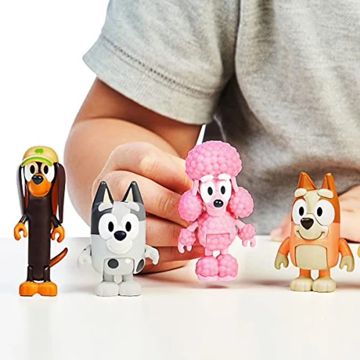 Bluey 4er-Figuren-Set: Bluey und ihre Freunde: Bluey, Coco, Snickers und Honey; 6,3 - 7,6 cm große Figuren mit beweglichen Gelenken – offizieller Bluey-Sammelartikel – Bild 6