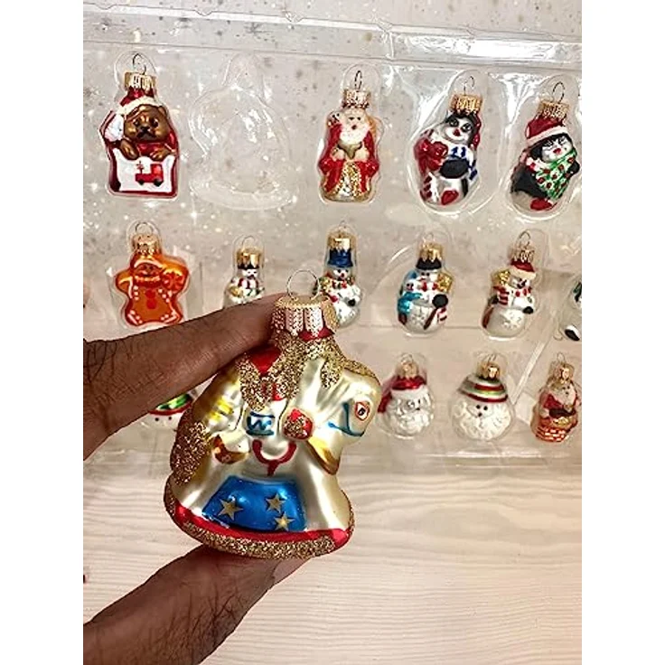Krebs Glas Lauscha Adventskalender Weihnachtskalender mit Mini-Glasfiguren 4 cm Baumschmuck mundgeblasen und handdekoriert – Bild 3
