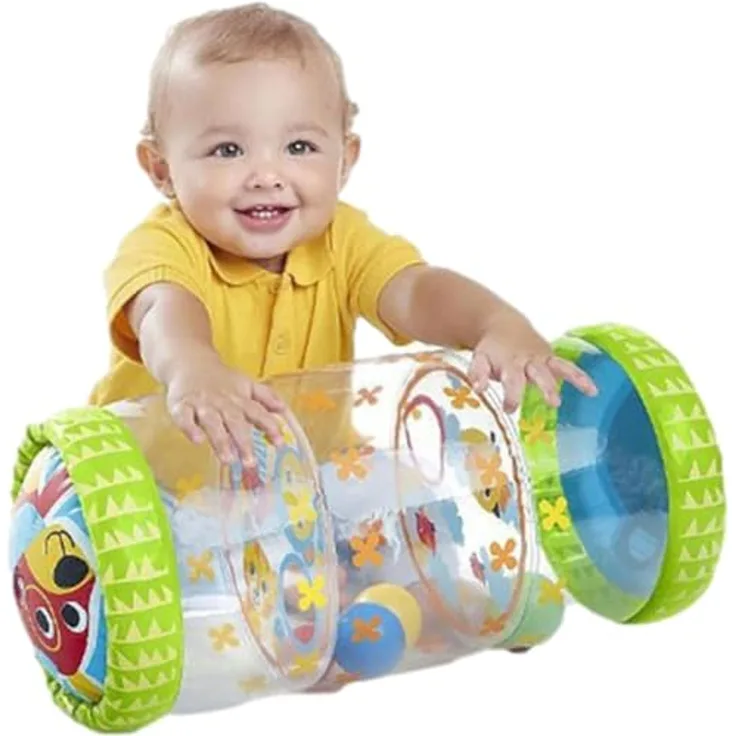 Beenavee Baby-Rolle Krabbelspielzeug, Aufblasbare Krabbelhilfe für Kleinkinder mit Glöckchen und Bällen, 17,8 x 8,7 Zoll