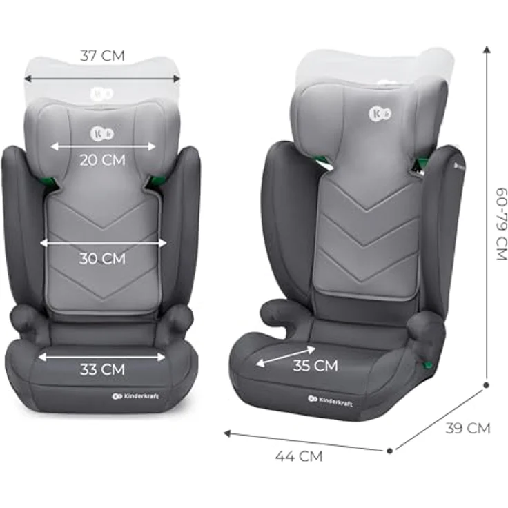 KinderKraft I-Spark, Kindersitz ECE R129/i-Size, 2-in-1 Sitzerhöhung, Höhenverstellbare Kopfstütze, Für Kinder 100-150 cm, Schwarz – Bild 9