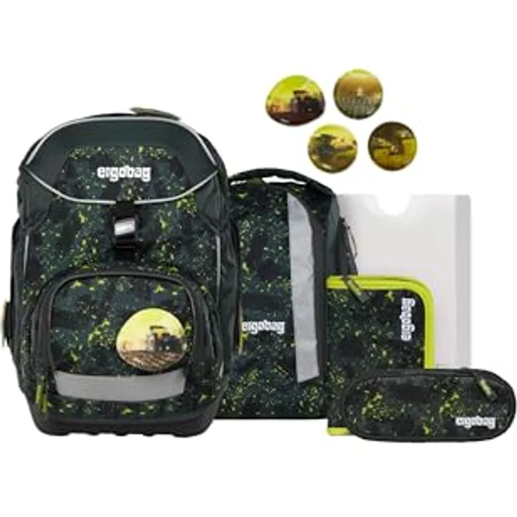 ergobag pack Set, ergonomischer Schulrucksack 6-teilig, höhenverstellbar, wasserdicht, für 1. Klasse Grundschule, vielseitig und individuell gestaltbar – Bild 1