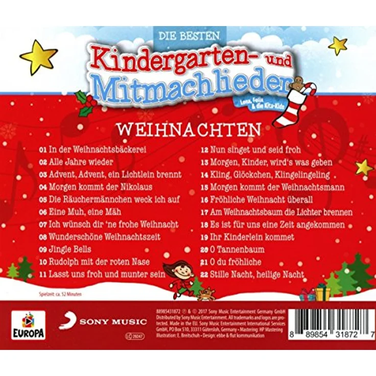 Europa Hörspiel-CD Die besten Kindergarten- und Mitmachlieder, Vol. 7: Weihnach - Klassische Weihnachtslieder gesungen von Lena, Felix und den Kita-Kids, interaktiv und lebendig – Bild 2