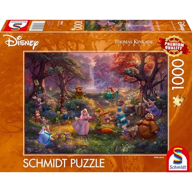 Schmidt Spiele 58040 Thomas Kinkade, Disney Robin Hood, 1000 Teile Puzzle, 69,3 x 49,3 cm, für 12 Jahre und älter
