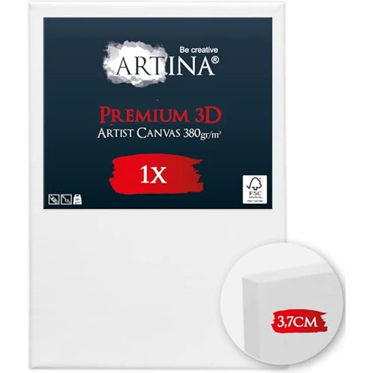 Artina 3D Premium Leinwand auf Keilrahmen, 100% Baumwolle, 380g/m², weiß vorgrundiert, 37x38mm Rahmenleiste – Bild 1