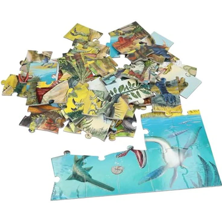 Depesche 13206 Dino World Puzzle 50 Teile, detailiertes Dinosaurier Motiv, ca. 58 x 40 cm, Karton-Koffer mit Tragegriff – Bild 4
