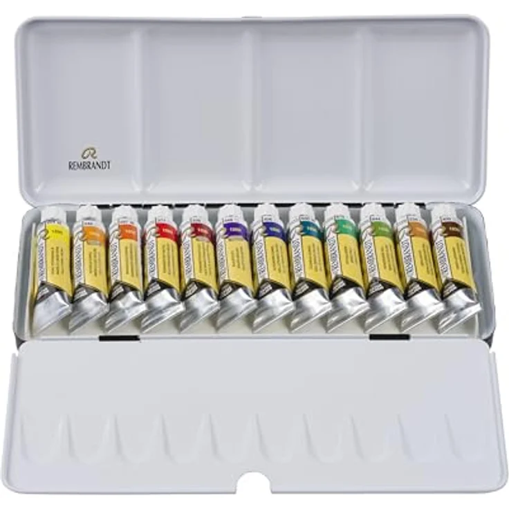 Rembrandt Professionelles Aquarellfarben Set, 12 Farben für Landschaftsbilder in luxuriöser Metalldose, je 10 ml, extrafeine Qualität – Bild 1